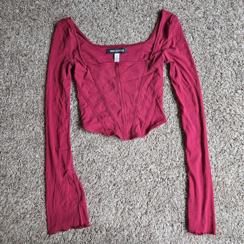 Urban Outfitters Red Corset Style Long Sleeve Women's Size Small